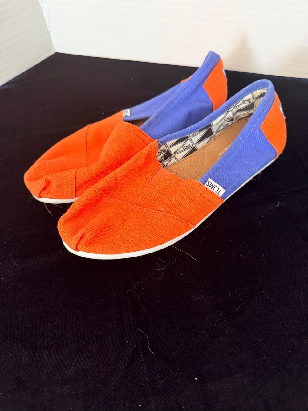 Toms Kids Slip-On Sneakers in Bright Orange and Royal Blue
